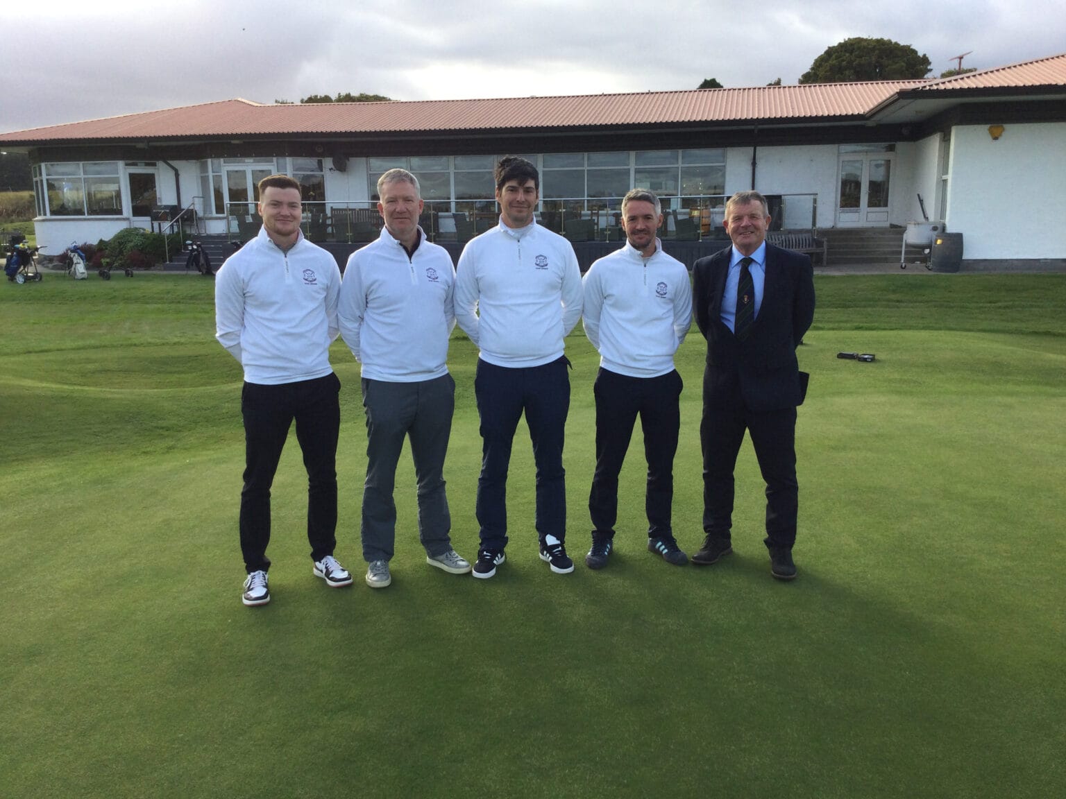 Gents Northern Counties Cup 2026 - Runners Up: Liam Minty, Ronnie Brechin, Corin Stewart, Anthony Bews with the Captain of Tain Golf Club David McLeod